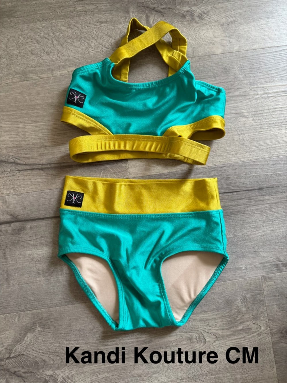 Kandi Kouture Girls Teal and Yellow dancewear